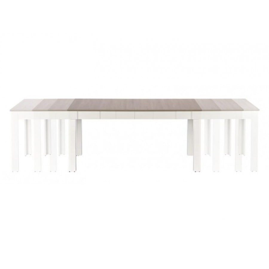 Raztegljiva miza SEVERINA bela / sonoma je kakovostna jedilna miza, ki se lahko podaljša za kar 140 cm. V vašem domu nikoli več ne bo zmanjkalo prostora za