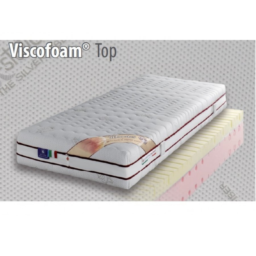 Vzmetnica VISCOFOAM Top, Italijanskega proizvajalca vzmetnic, je narejena iz Viscofoama debeline 5 cm in Newlattex puro debeline 13 cm. Kakovostno 7 consko