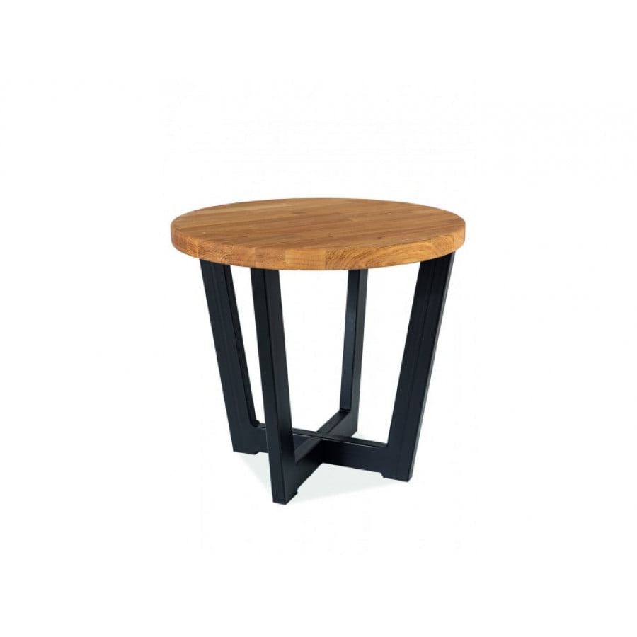 Klubska miza KONI je kvalitetna ter stabilna. Mizna plošča je iz masivnega hrastovega lesa. Podnožje mizne plošče je kovinsko, barvano v črni barvi.