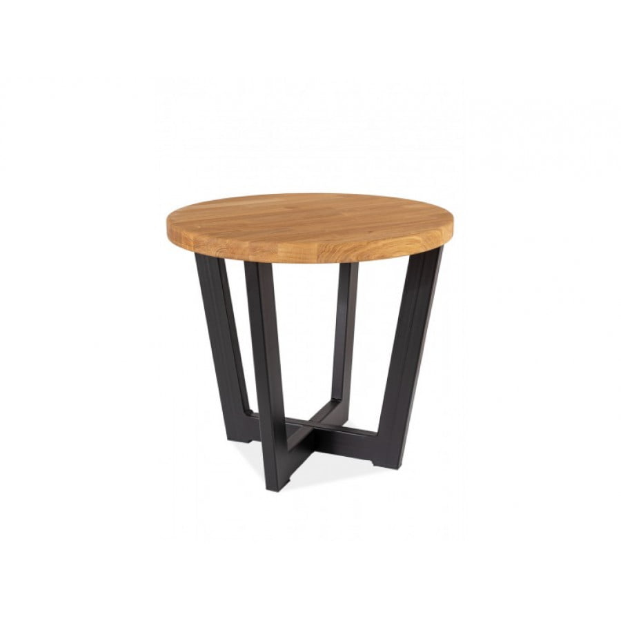Klubska miza NOCO 2 je kvalitetna ter stabilna. Mizna plošča je iz masivnega hrastovega lesa. Podnožje mizne plošče je kovinsko, barvano v črni barvi.