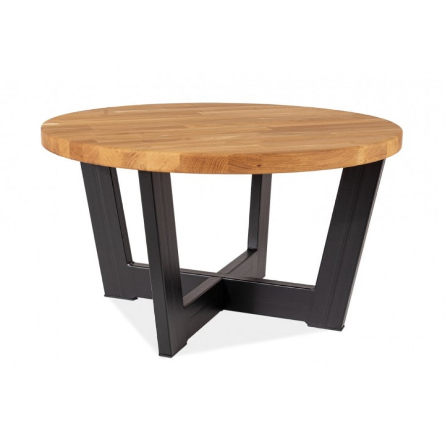 Klubska miza NOCO je kvalitetna ter stabilna. Mizna plošča je iz masivnega hrastovega lesa. Podnožje mizne plošče je kovinsko, barvano v črni barvi.
