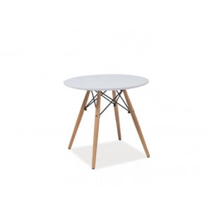 Moderna klub miza SOLO je kvalitetna ter stabilna in primerna za vsako dnevno sobo. Trenutno je miza prodajna uspešnica. Barva: - bela/bukev Material: - MDF,