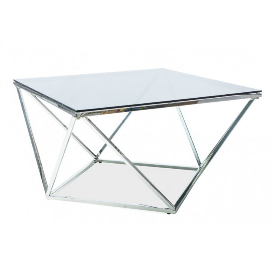 Moderna klubska mizica FIRIL. Je zelo kvalitetna in stabilna. Mizna plošča je napravljena iz kaljenega stekla. Podnožje mizne plošče je napravljeno iz