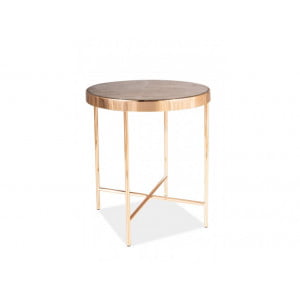 Klubska mizica KARAT 1 moderna, lepo se poda v prostore z minimalistično in elegantno ureditvijo. Barva: - Podnožje: zlata - Plošča: marmor Material: -