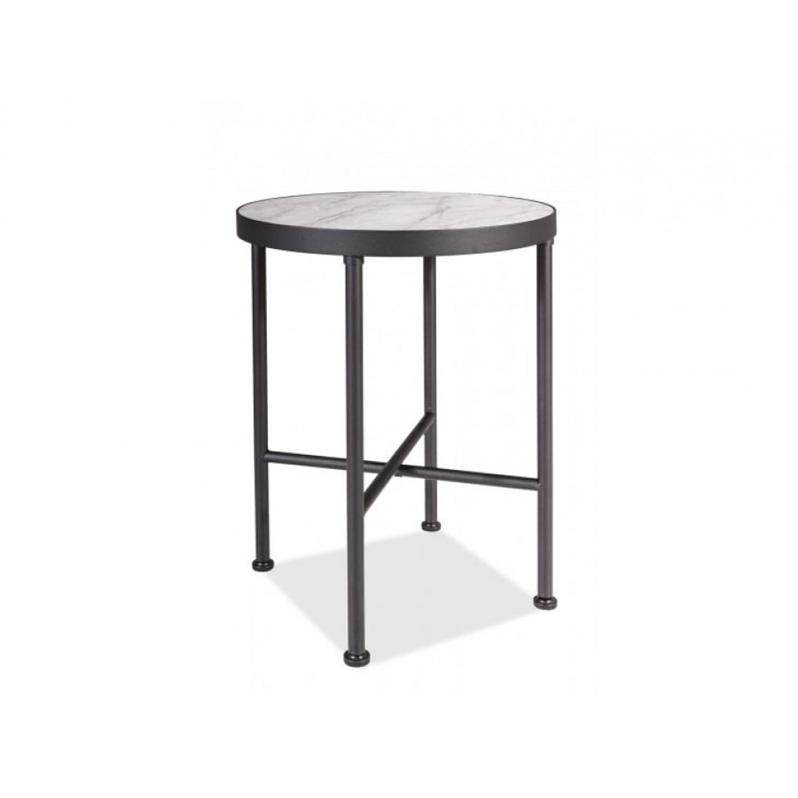 Kovinska klubska mizica LIRA je preprosta in moderna. Površina je v sivo-belem marmornem vzorcu. Barva: - Površina: sivo-bela - Podnožje: črna mat