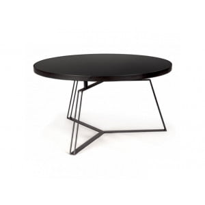 Kovinska klubska mizica ZAIRA D70 v črni barvi. Mizna plošča je steklena. Dimenzije: