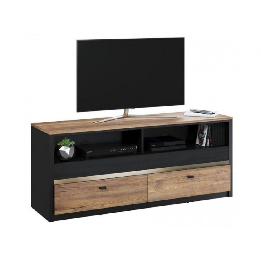 TV omarica ELIZA je kot nalašč primerna za televizor v dnevni sobi ali spalnici. Ima 2 globoki vdolbinci in prostorne predale. Ima črno ohišje u