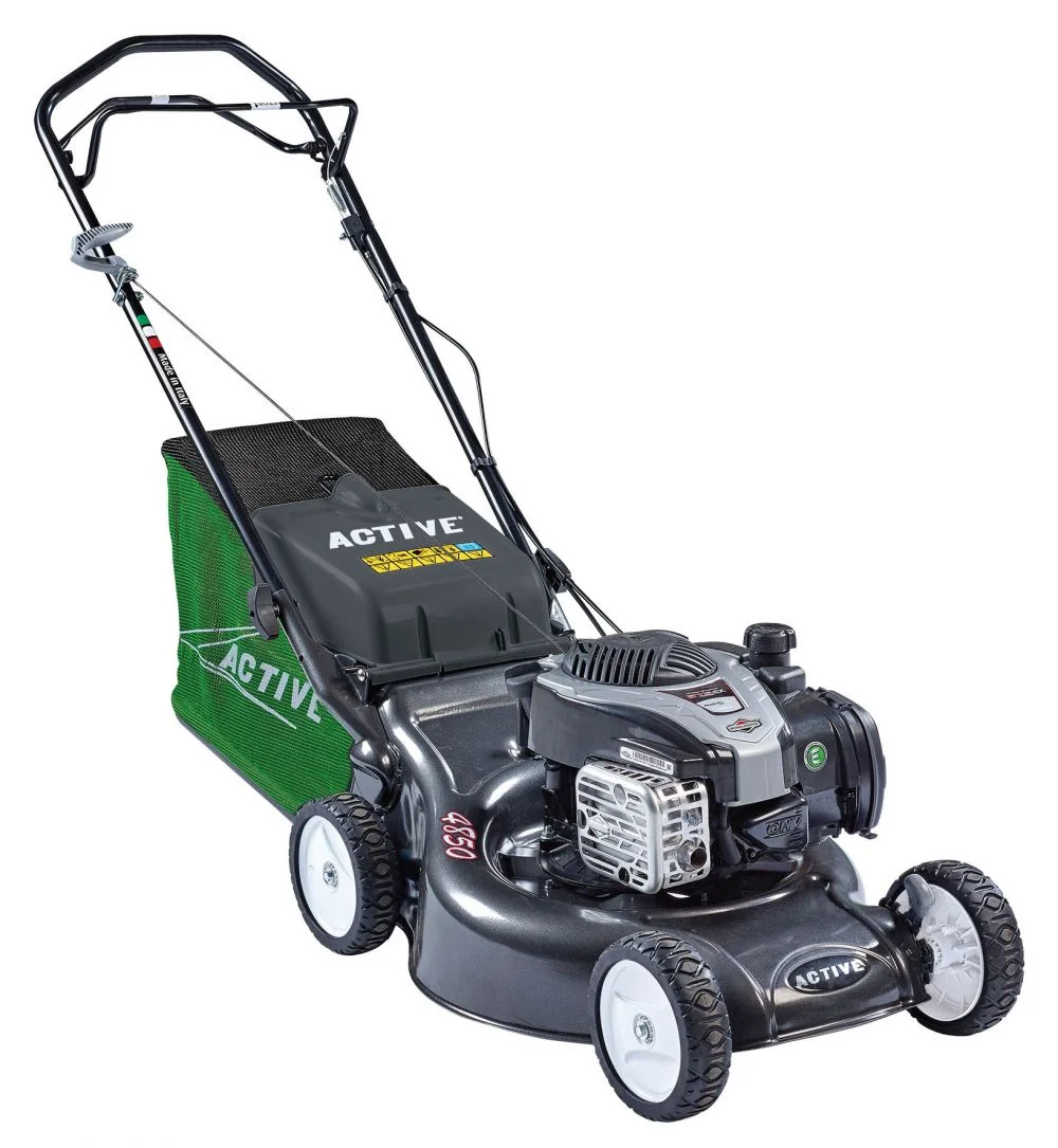 PODATKI. Kosilnica Active 4850 SB je izredno simpatična majhna kosilnica, širine 48 cm opremljena z Briggs and Stratton motorjem. Kosilnica ima pogon na