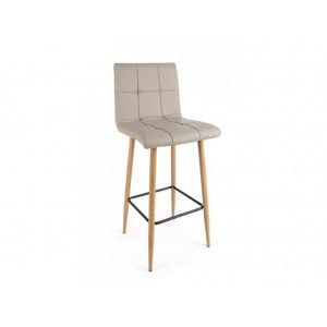 Barski stol BRUCE PU capucino ima noge iz jekla z izgledom lesa. Obložen je z poliuretansko peno, prevleko pa ima iz umetnega usnja. Dimenzije: širina: 46cm