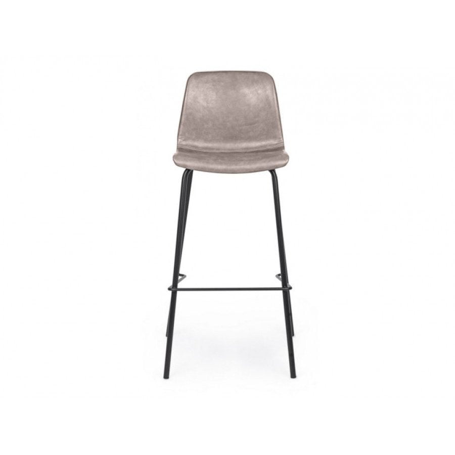 Barski stol KYRA dobavljiv v bež umetnem usnju s črnimi kovinskimi nogami. Dimenzije: širina: 39cm globina: 44cm višina: 103,5cm višina: 751cm višina
