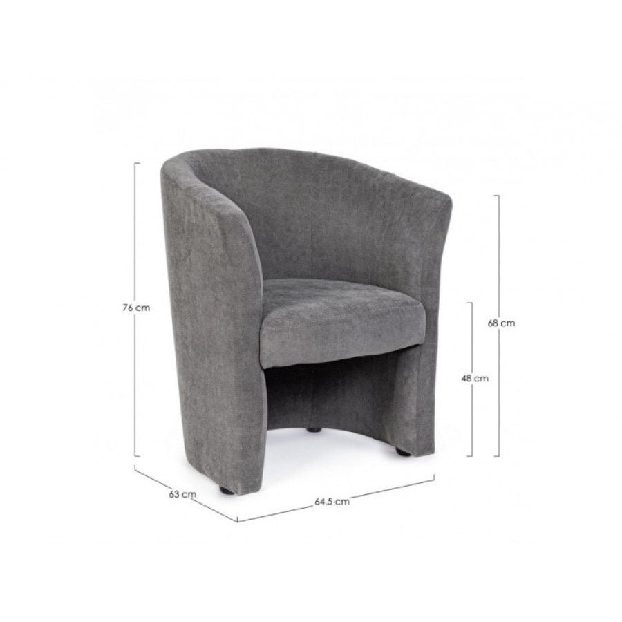 Fotelj BELIZE antracit ima strukturo iz borovega lesa ter vezane plošče, oblečene v tkanino. Sedišče je napolnjeno z poliuretansko peno. Material: -