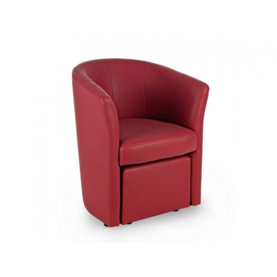 Fotelj RITA rdeča ima strukturo iz borovega lesa ter vezane plošče, oblečene v umetno usnje. Sedišče je napolnjeno z poliuretansko peno. Poleg dobite