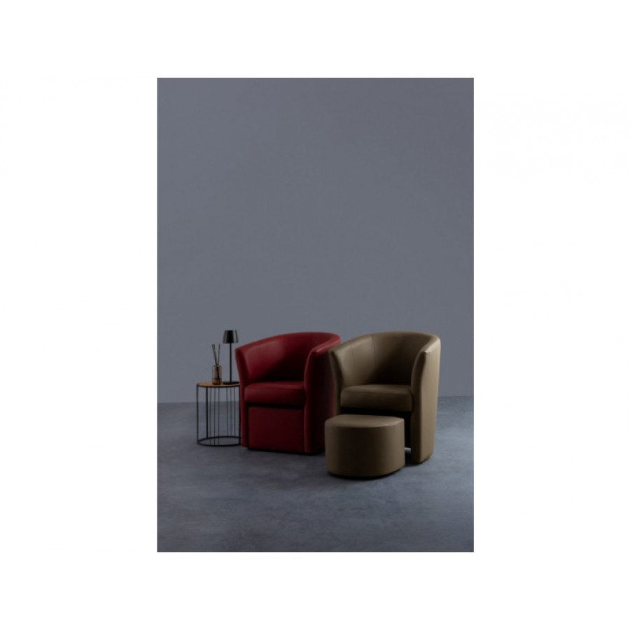 Fotelj RITA rdeča ima strukturo iz borovega lesa ter vezane plošče, oblečene v umetno usnje. Sedišče je napolnjeno z poliuretansko peno. Poleg dobite