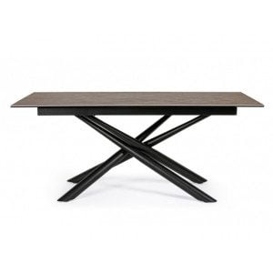 Jedilna miza SEYFERT je dobavljiva v črno-rjavi kombinaciji. Sestavljajo jo jeklene noge in mizna plošča iz kaljenega stekla (8mm). Vrh je prekrit s