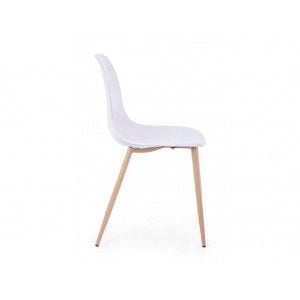 Jedilni stol MANDY je dobavljiv v beli barvi, kovinske noge v barvi lesa. Sedalni del iz polipropiena. Dimenzije: širina: 53cm globina: 46cm višina: 82cm