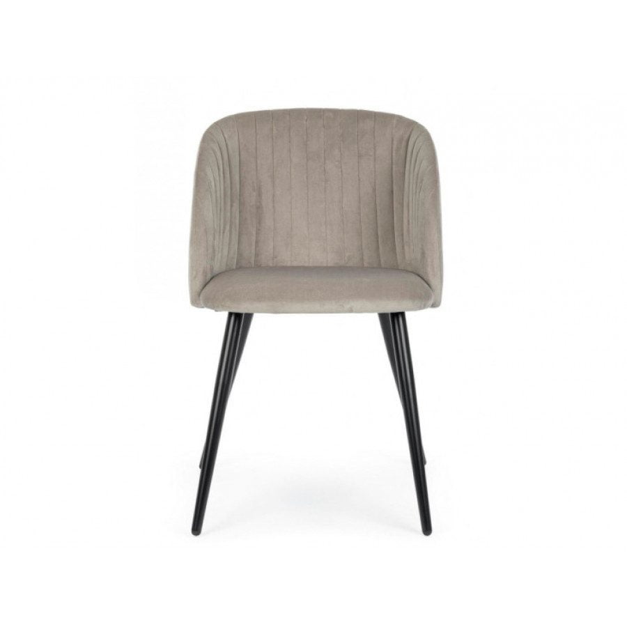 Jedilni stol QUEEN taupe ima noge iz črne kovine, sedalni del je iz poliuretanske pene ki je oblečena z žamet (100% poliester). Material: - Kovina - Pena -