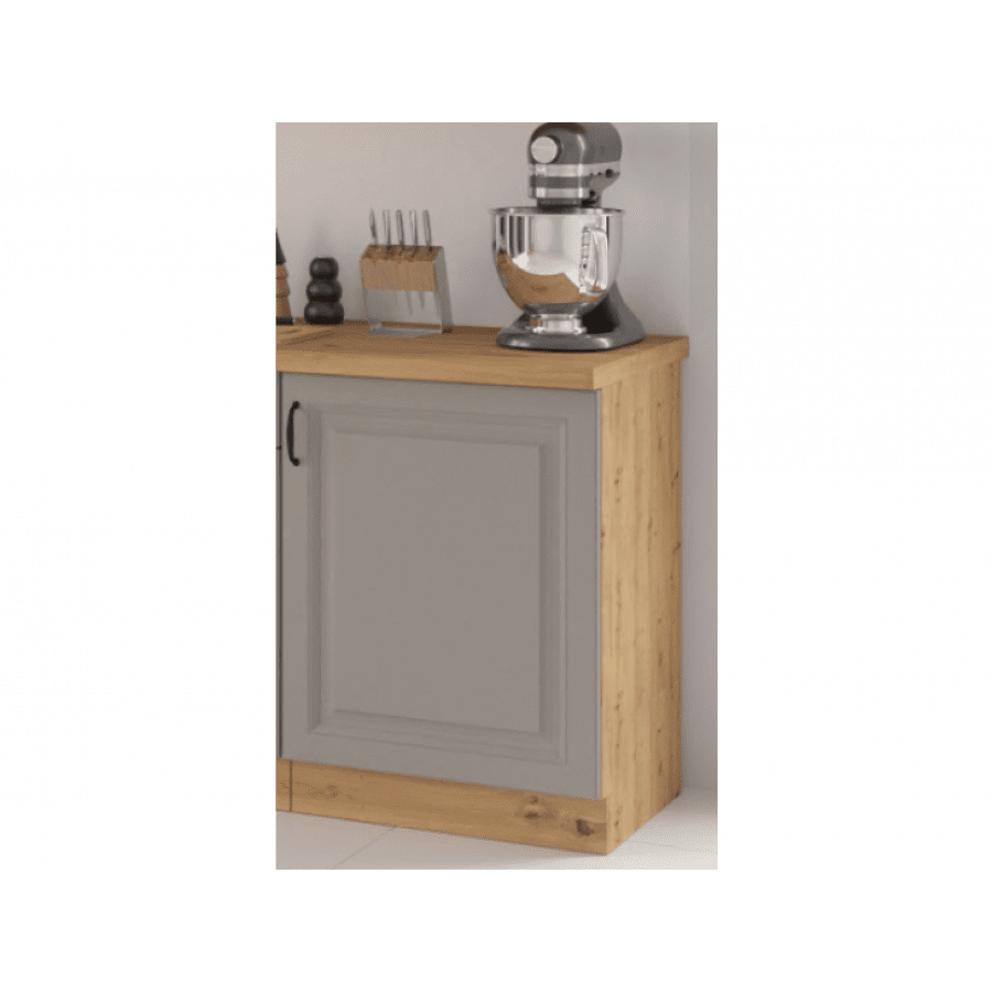 Kuhinjski blok ALISA 240 cm je dobavljiva v taupe barvi. Debelina delovnega pulta je 38 mm. Fronte kuhinje imajo MDF rob. Kuhinja je izdelana iz oplemenitenih