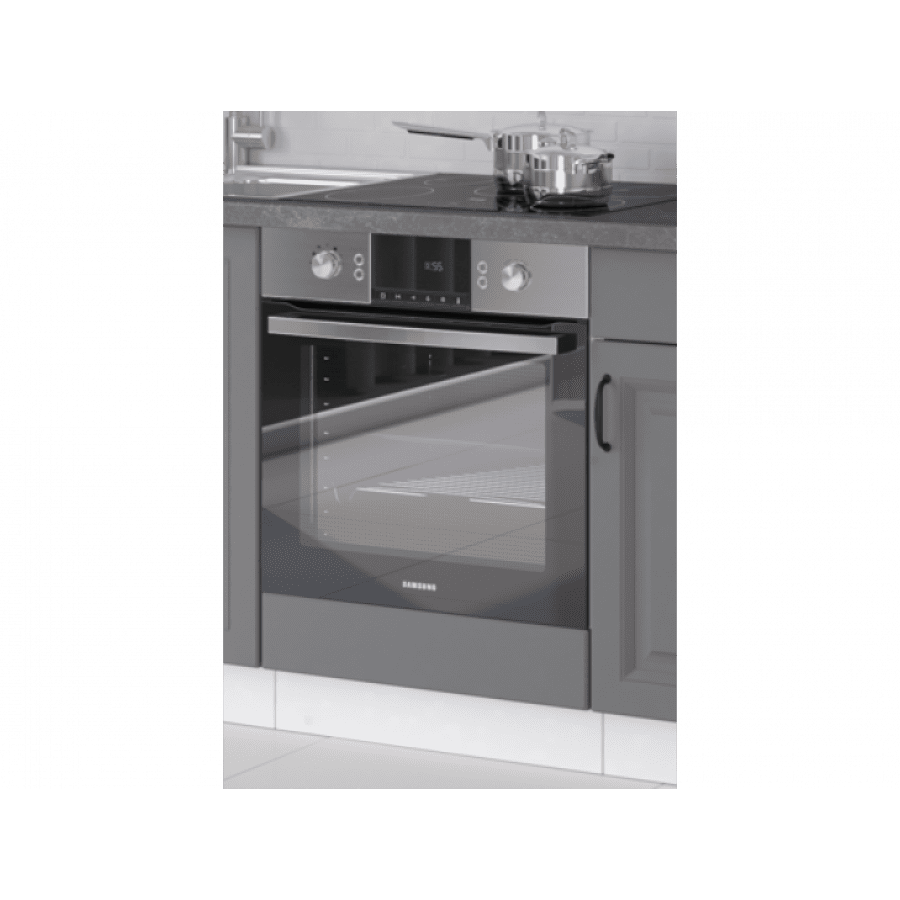 Kuhinjski blok ILONA 250 cm je dobavljiva v sivi barvi. Debelina delovnega pulta je 28 mm. Kuhinja je izdelana iz oplemenitenih ivernih plošč debeline 16 mm