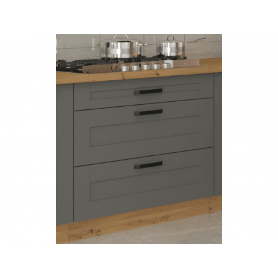 Kuhinjski blok LIMA 210x350 cm je dobavljiva v sivi barvi. Debelina delovnega pulta je 38 mm. Fronte kuhinje imajo MDF rob. Kuhinja je izdelana iz