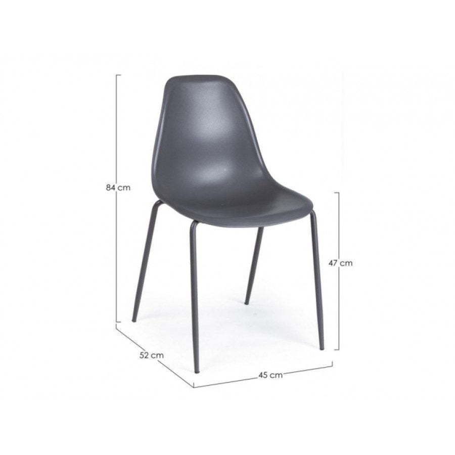 Kuhinjski stol IRIS siva ima noge iz jekla, naslonjalo in sedalni del pa sta plastična. Material: - Jeklo - Plastika Barva: - Siva Dimenzije: širina: 45cm