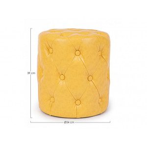 Tabure BATILDA rumena ima strukturo iz borovega lesa in vezne plošče, oblečen je v umetno usnje.