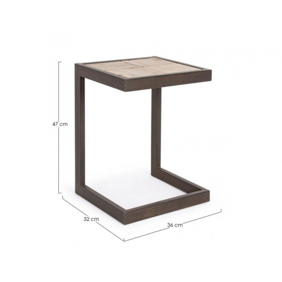 Barski stol BLOCKS ima kovinsko ogrodje, sedišče je v videzu jelovine. Dimenzije: širina: 36cm globina: 32cm višina: 47cm