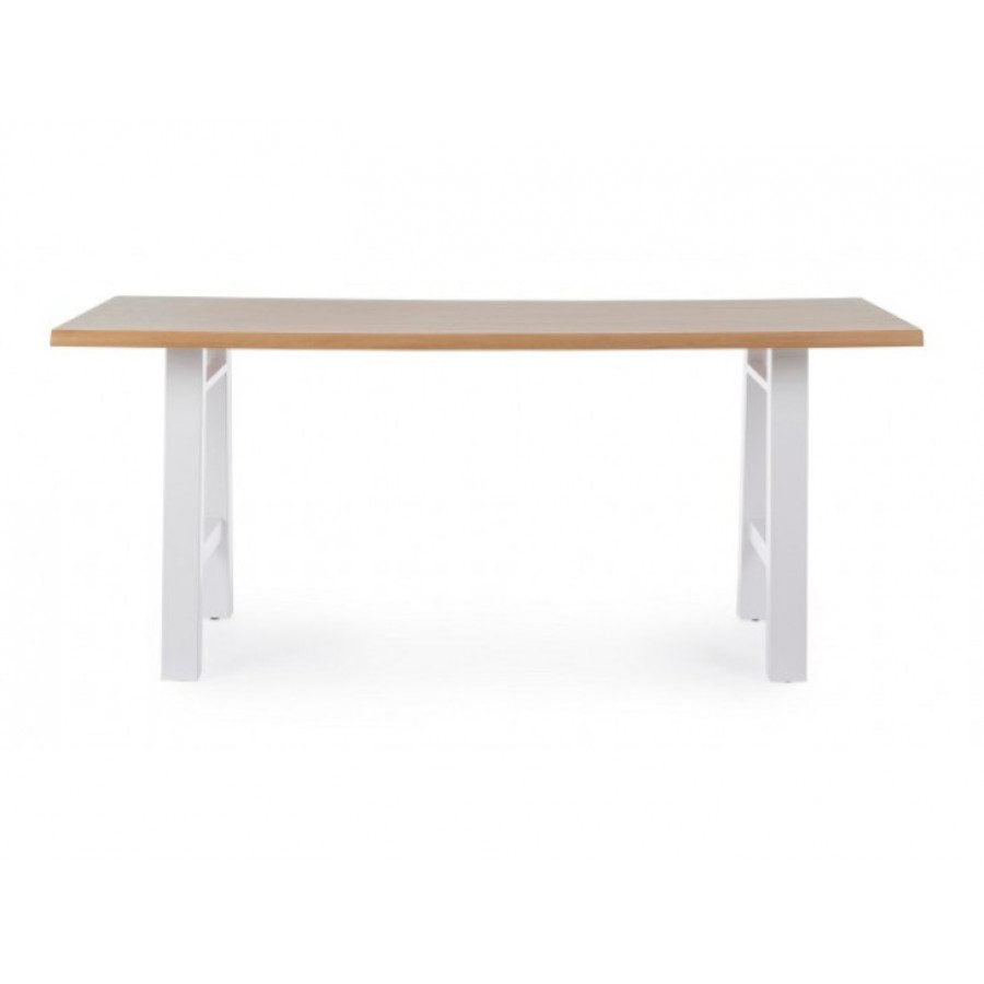 Jedilna miza FRED 180X90 bela ima okvir iz jekla, mizno ploščo pa iz MDF-ja oblečenega v les. Material: - Jeklo - MDF Barva: - Bela - Les Dimenzije: