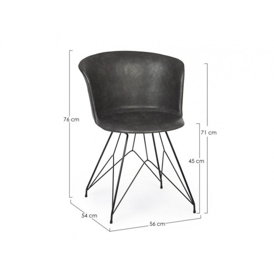 Jedilni stol LOFT vintage siva ima jeklene noge in sedež iz polipropilena ki je oblečen v umetno usnje. Dimenzije: širina: 56cm globina: 54cm višina: 76cm