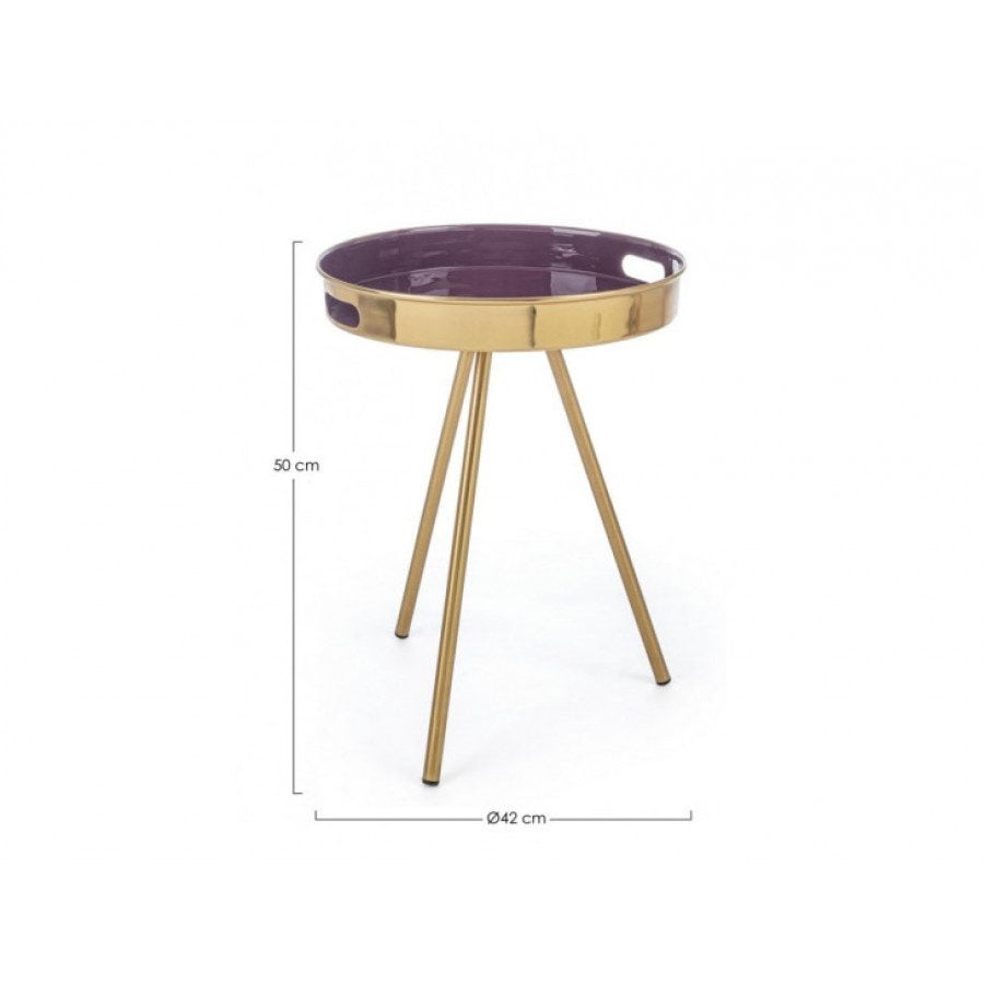 Klubska mizica INESH D42 vijola ima jekleni okvir in zgornji del je z emajliranim zaključkom. Dimenzije: širina: Ø42cm višina: 50hcm višina: 50cm