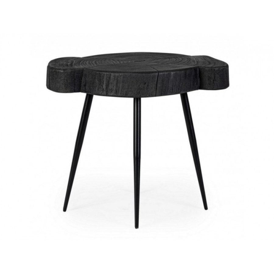 Klubska mizica ZAKIA črna L je narejena iz lesa in zaključena z pokrovom poliuretanske barve. Ima jeklene noge. Oblike in velikosti, ki jih tvori les, so
