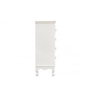 Predalnik CLORINE 4 v rustičnem slogu vas bo navdušil. Predalnik ima 4 predale. Dobavljiv je v beli barvi z dodanim motivom cvetic. Materijal: - MDF