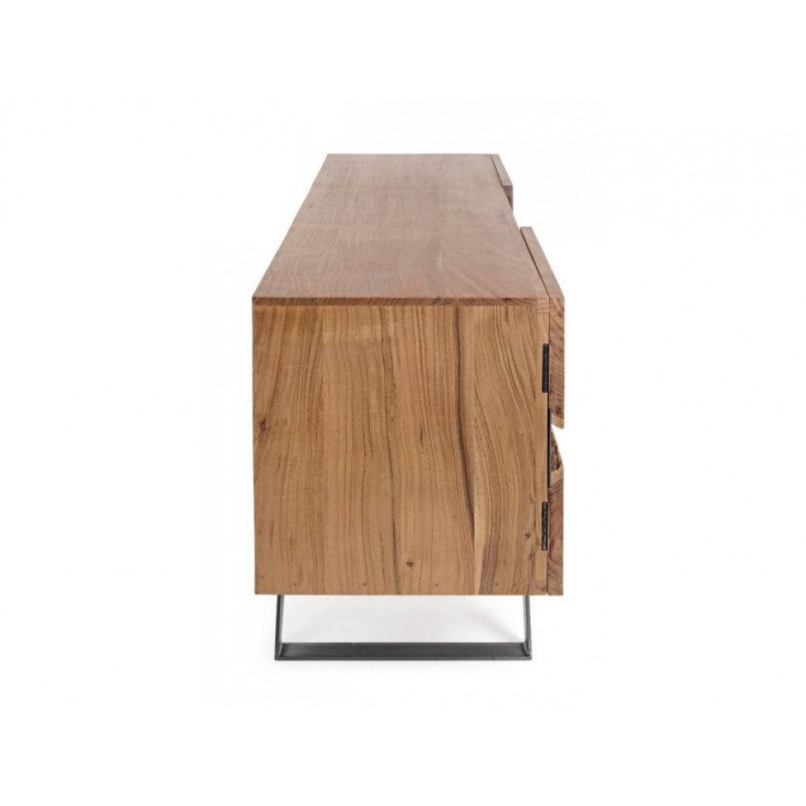 TV regal 2A ARON ima okvir iz lesa in jeklene noge, vrata imajo kovinski vložek. Dimenzije: širina: 160cm globina: 44cm višina: 65cm