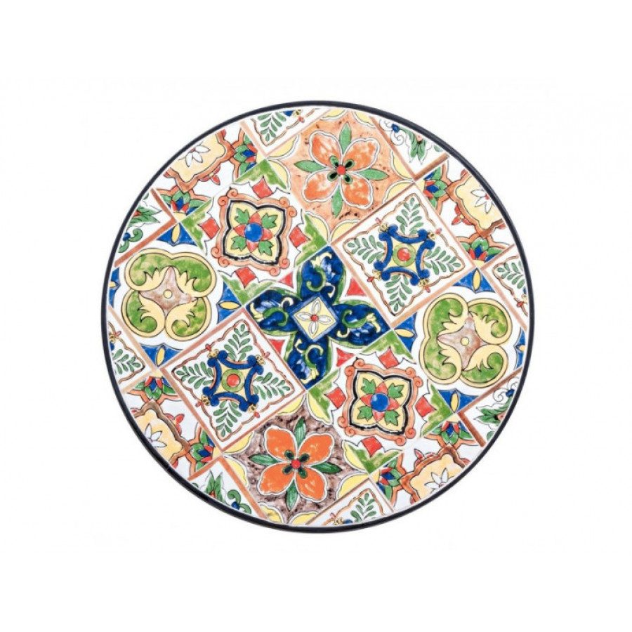 Vrtna mizica PALOMA TO D60 ima jekleni okvir in keramično mizno ploščo z vzorci. Material: - Jekleni okvir - Keramična mizna plošča Barva: - Črni okvir