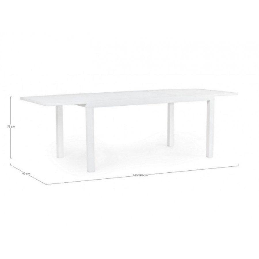 Vrtna raztegljiva miza HILDE 160-240X90 LD30 bela je narejena iz aluminija, prašno barvana. Material: - Aluminij Barva: - Bela Dimenzije: širina: 160/240cm