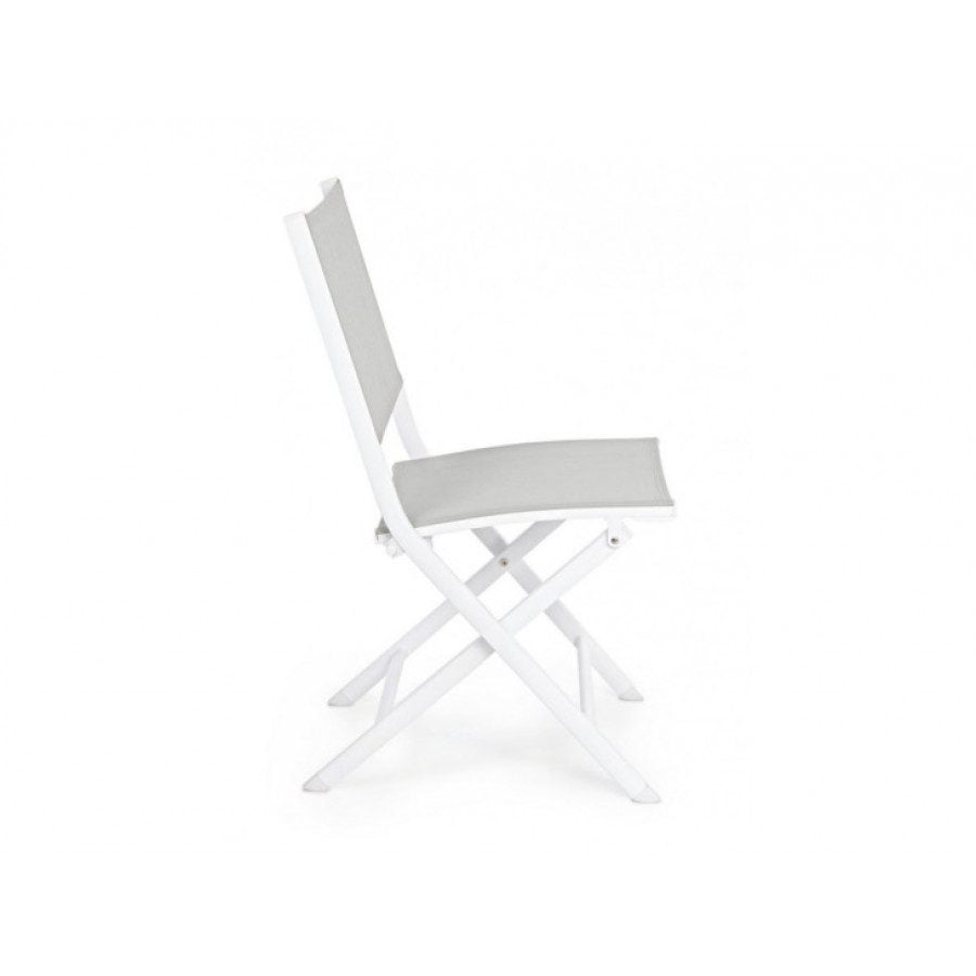Zložljivi vrtni stol ELIN LH30 bela je narejen iz aluminija in je prašno barvan (poliester). Hrbet in sedež sta iz tekstila. Material: - Aluminij - Tekstil