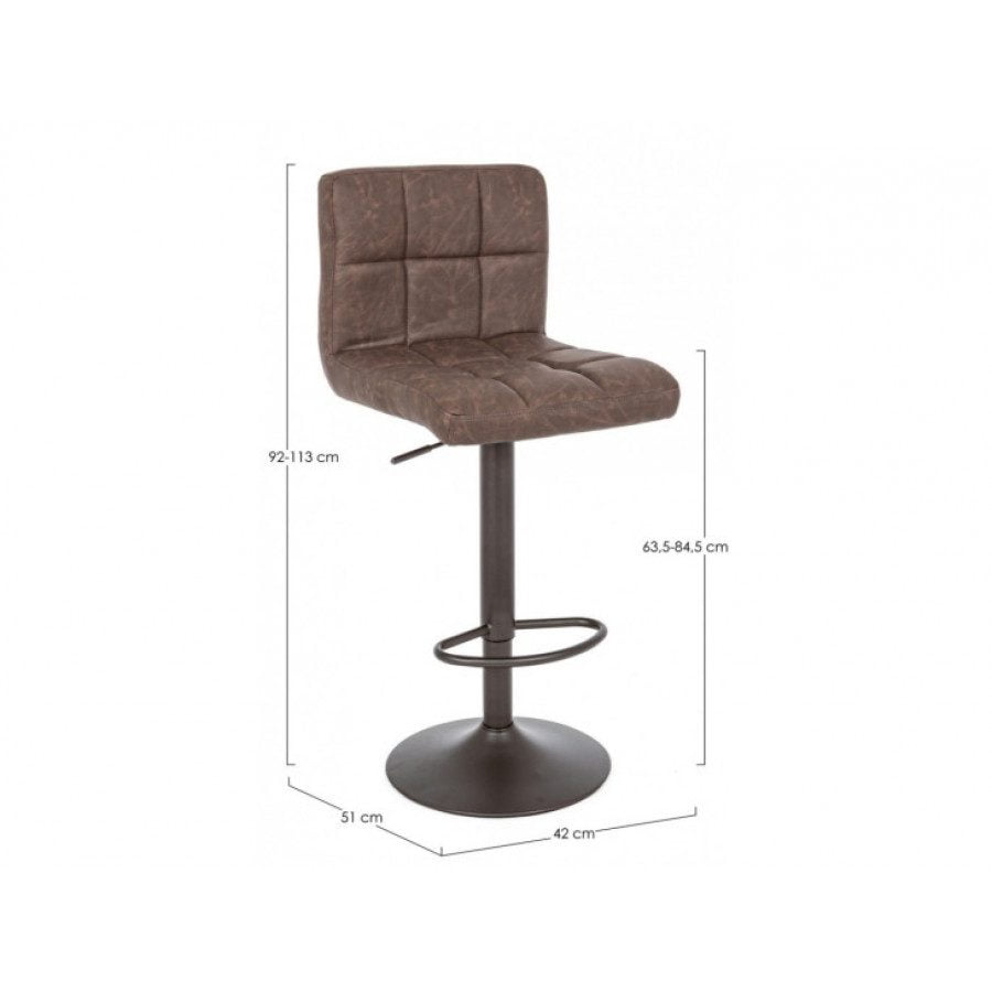 Barski stol GREYSON VINTAGE rjava ima okvir iz kovine, sedalni del je iz poliuretanske pene ki ima čez umetno usnje. Material: - Umetno usnje - Poliuretanska
