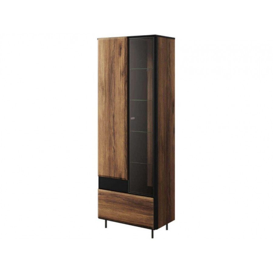 Garderobna omara NAT je elegantna dvovratna omara v moderni eleganci. Pohištvo sloni na lahkih, zelo vitkih nogah. Kombinacija črnega in temnega lesnega