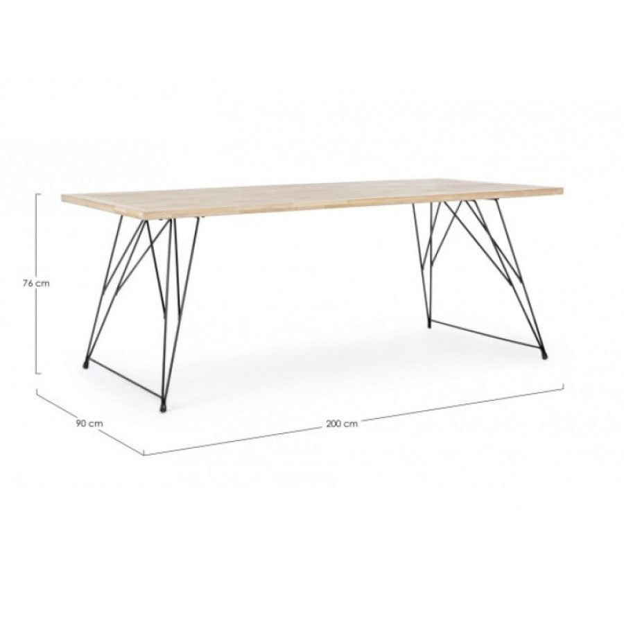 Jedilna miza DISTRICT je sestavljena iz kovinskih nog in lesene mizne plošče. Dimenzije: širina: 200cm globina: 90cm višina: 76cm