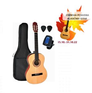 Kitara klasična kitara 3/4 s torbo, uglaševalcem in drsalicami - natur - Klasična kitara v velikosti 3/4 je kot nalašč instrument za začetnika. Trup