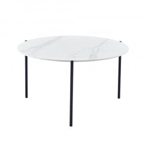 Čudovita klubska miza okrogle oblike, ki se bo lepo podala v vašo dnevno sobo. Na voljo je v barvi belega marmorja. Keramična namizna plošča ima premer 80