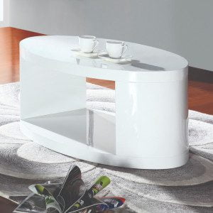 Moderna klubska miza v beli barvi z visokim sijajem. Narejena je iz MDF materiala, debeline 40 mm.
