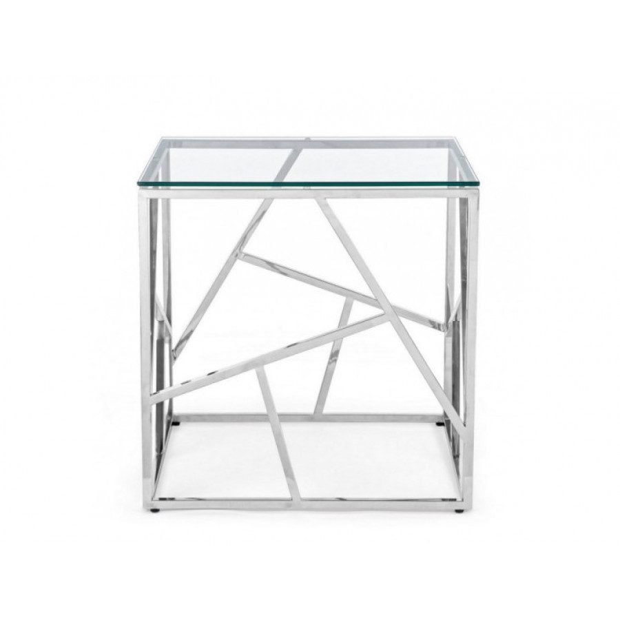 Klubska mizica RAYAN je sestavljena iz kovinskega ogrodja, zgornja ploskev je iz kaljenega stekla- debeline 8mm. Dimenzije: širina: 55cm globina: 55cm