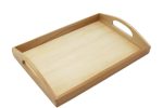 Leseni pladenj za predstavitev različnih materialov. Zunanje mere: 33,5cm x 23cm x 3cm.