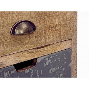 Nočna omarica TUDOR je narejena iz lesenega okvirja (mango), podnožje je kovinsko. Dimenzije: širina: 45cm globina: 33cm višina: 60cm