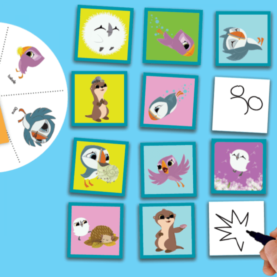 Puffin Rock: Spin & Find je kreativna igra spomina za predšolske otroke. Cilj igre je preprost: igralec si mora zapomniti, kje na mizi se skrivajo Oona, Baba