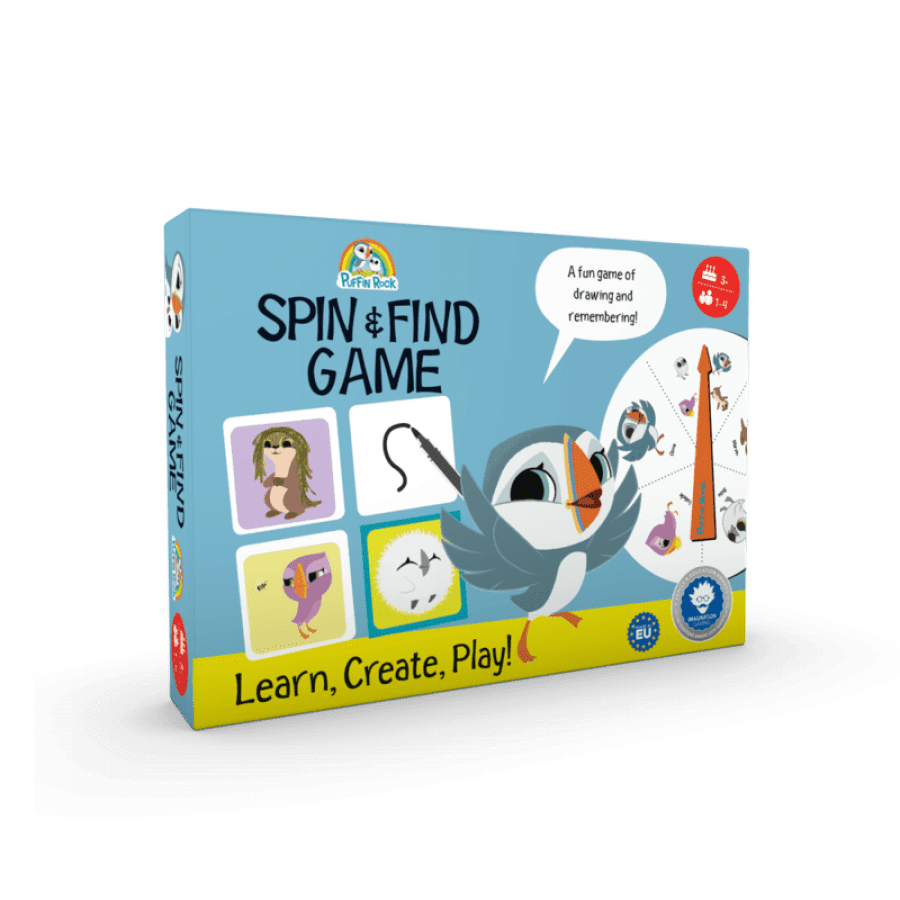Puffin Rock: Spin & Find je kreativna igra spomina za predšolske otroke. Cilj igre je preprost: igralec si mora zapomniti, kje na mizi se skrivajo Oona, Baba