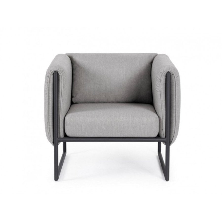 Vrtni fotelj PIXEL grafit ima aluminjast okvir prašno prevajan (poliester). Cel fotelj ima nepremočljivo polnilo, prevleko z neodstranljivo tkanino iz