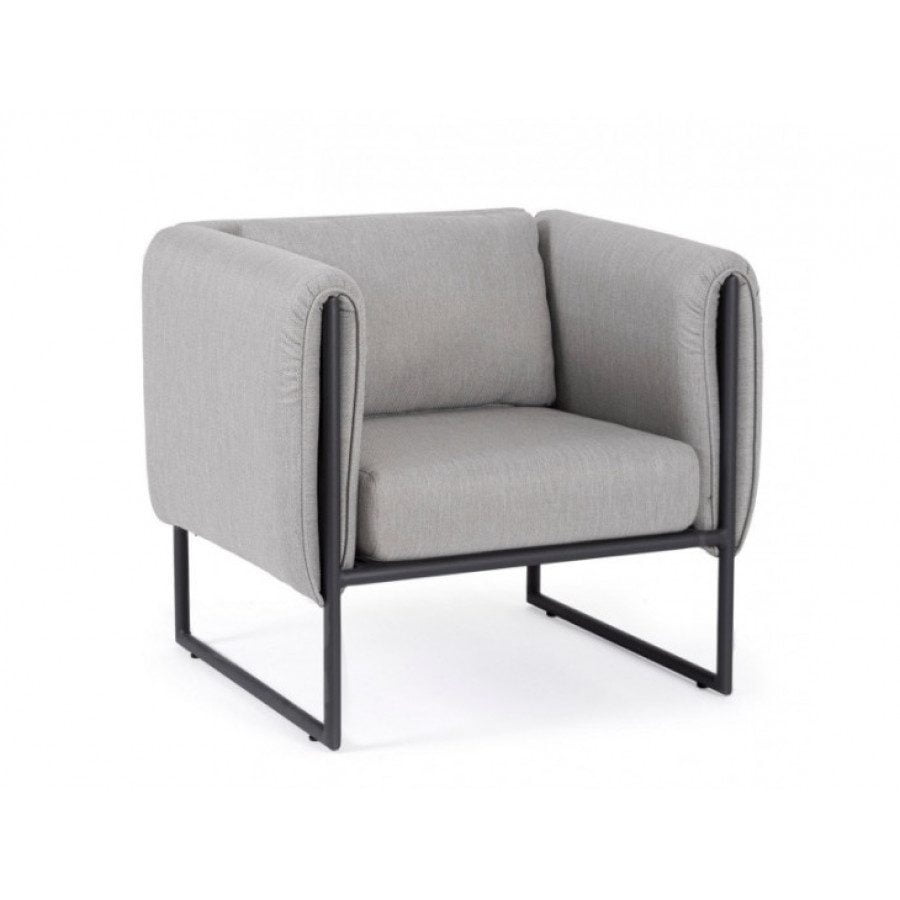 Vrtni fotelj PIXEL grafit ima aluminjast okvir prašno prevajan (poliester). Cel fotelj ima nepremočljivo polnilo, prevleko z neodstranljivo tkanino iz