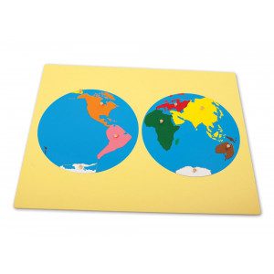 Sestavljanka prikazuje 7 celin sveta. Material se uporablja po predhodnem delu z globusom celin, oz se uporabljata hkrati. Otroku pomaga pri lažjem