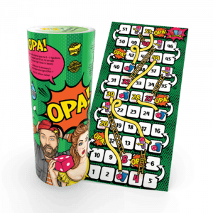 OPA! je žurerska igra za 2 do 5 igralcev, starejših od 18 let. Temelji na znani igri Kače in lestve, vendar pri OPA! nikoli ne veš, kaj te čaka na